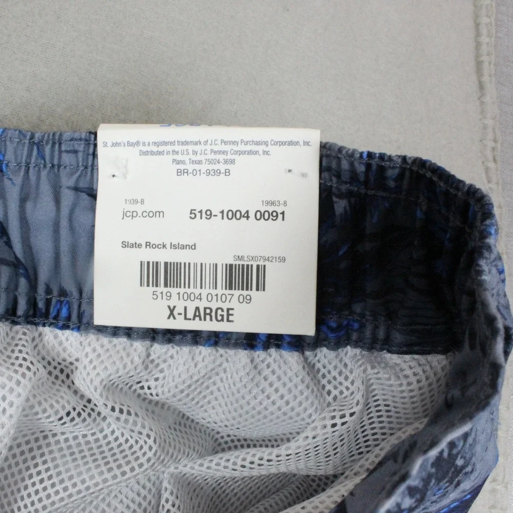 St Johns Bay Swim Trunks 2 Pack Palm Leaf Rock Island XL Black Blue NWT